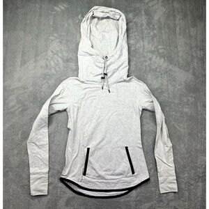 ATHLETA Hoodie Women's Extra Small Gray Sentry Athleisure Thumb Holes Sweatshirt